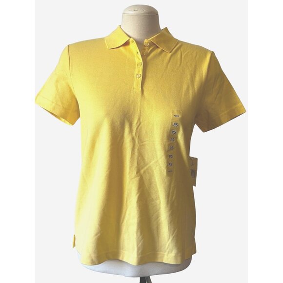 Kim Rogers Yellow Short Sleeve Collared Cotton Polo Shirt Sz Small Petite Womens - Picture 1 of 8